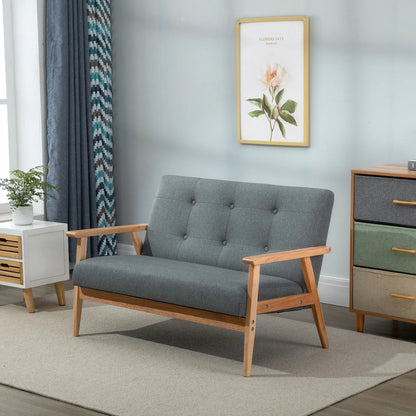 45" 2 Seat Sofa Upholstered Couch, Rubber Wood Legs, Dark Grey 2-Seater Sofas at Gallery Canada