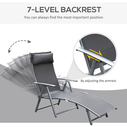 Heavy Duty Adjustable Folding Reclining Chair, Outdoor Sun Lounger, Grey Lounger Chairs at Gallery Canada