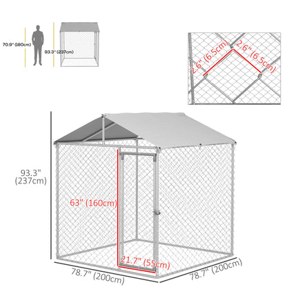 6.6' x 6.6' x 7.8' Outdoor Dog Kennel, Heavy Duty Galvanized Steel, Silver Houses, Kennels & Pens at Gallery Canada