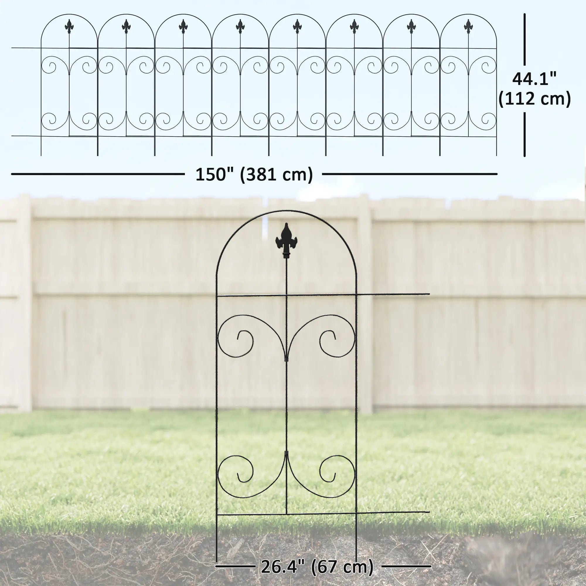 Outdoor Metal Garden Fence Panels, Animal Barrier, 8 Pack, Scrollworks Garden Fences at Gallery Canada