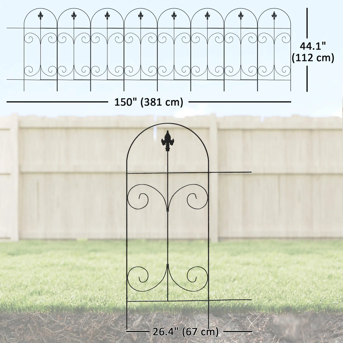 Outdoor Metal Garden Fence Panels, Animal Barrier, 8 Pack, Scrollworks Garden Fences at Gallery Canada