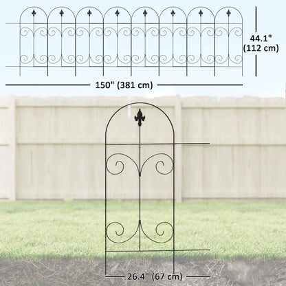 Outdoor Metal Garden Fence Panels, Animal Barrier, 8 Pack, Scrollworks Garden Fences at Gallery Canada