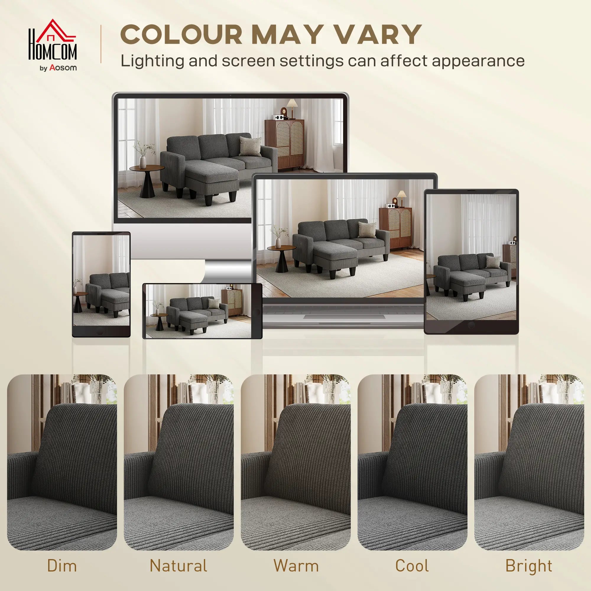 L Shaped Sectional Sofa, With Changeable Chaise Ottoman, Dark Grey 3-Seater Sofas at Gallery Canada