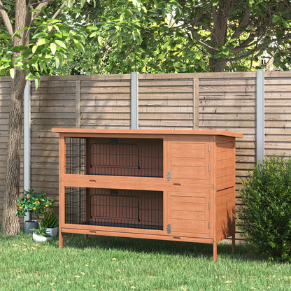 54"L 2-Story Rabbit Hutch, Wooden Pet House, Lockable Doors, No Leak Tray, Orange Rabbit Hutch at Gallery Canada