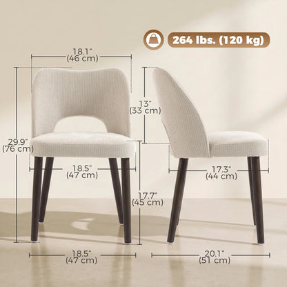 Upholstered Dining Chairs Set, Cream White