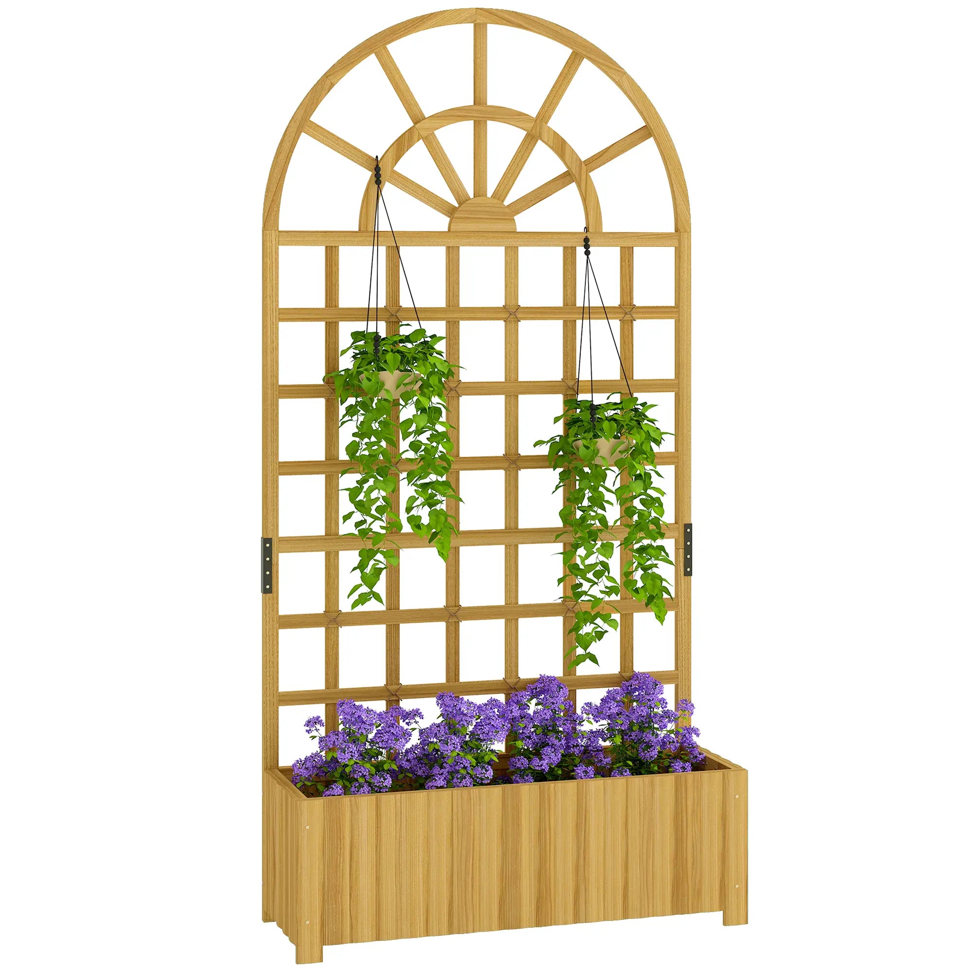Wooden Raised Garden Bed with Trellis, Elevated Planter Box Wooden Planter Boxes at Gallery Canada