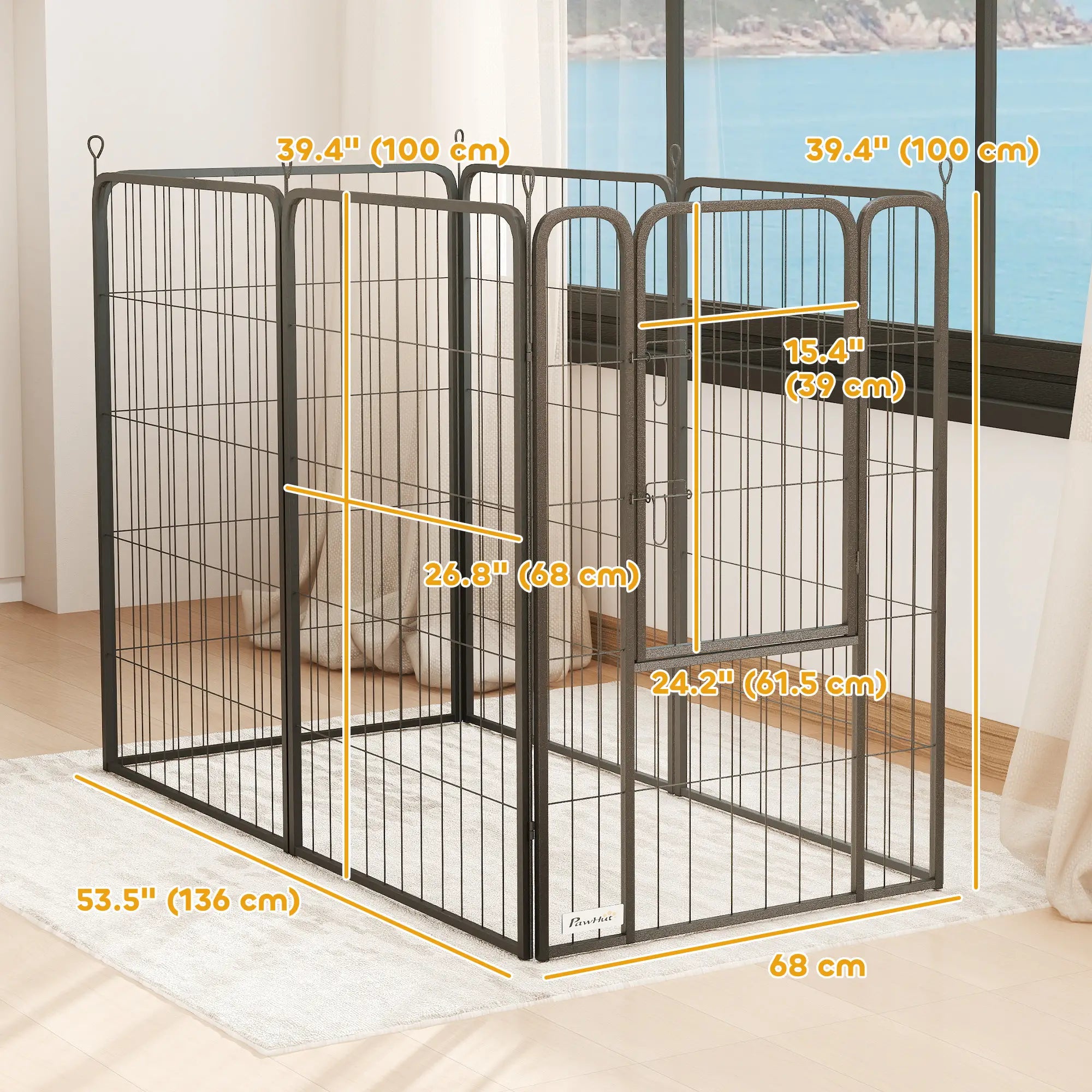 6 Panels Heavy Duty Dog Playpen, 39