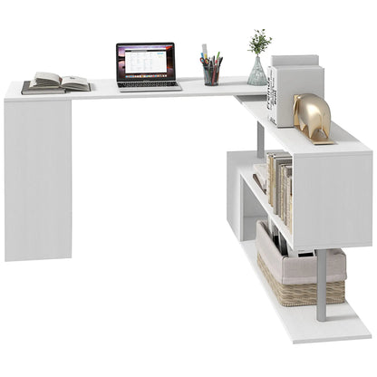 55" Corner Computer Desk, 360° Rotating L-Shaped, White Writing Desks at Gallery Canada