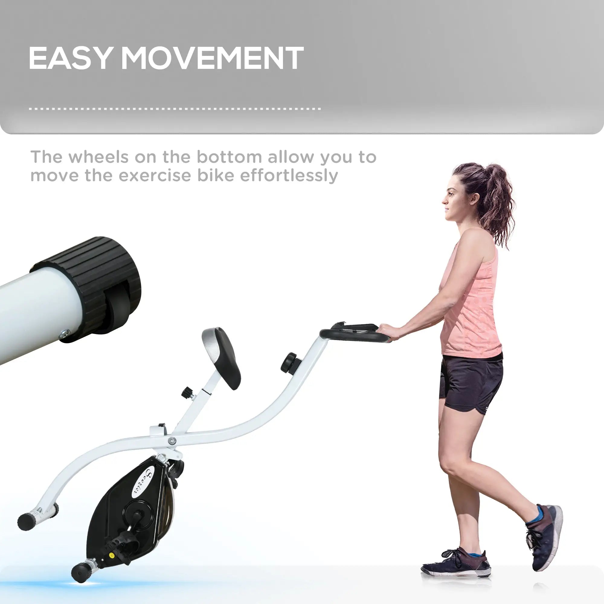 Foldable Quiet Exercise Bike, 8-Level Magnetic Resistance, Pulse Sensor, LCD Monitor, Black Exercise & Stationary Bikes at Gallery Canada