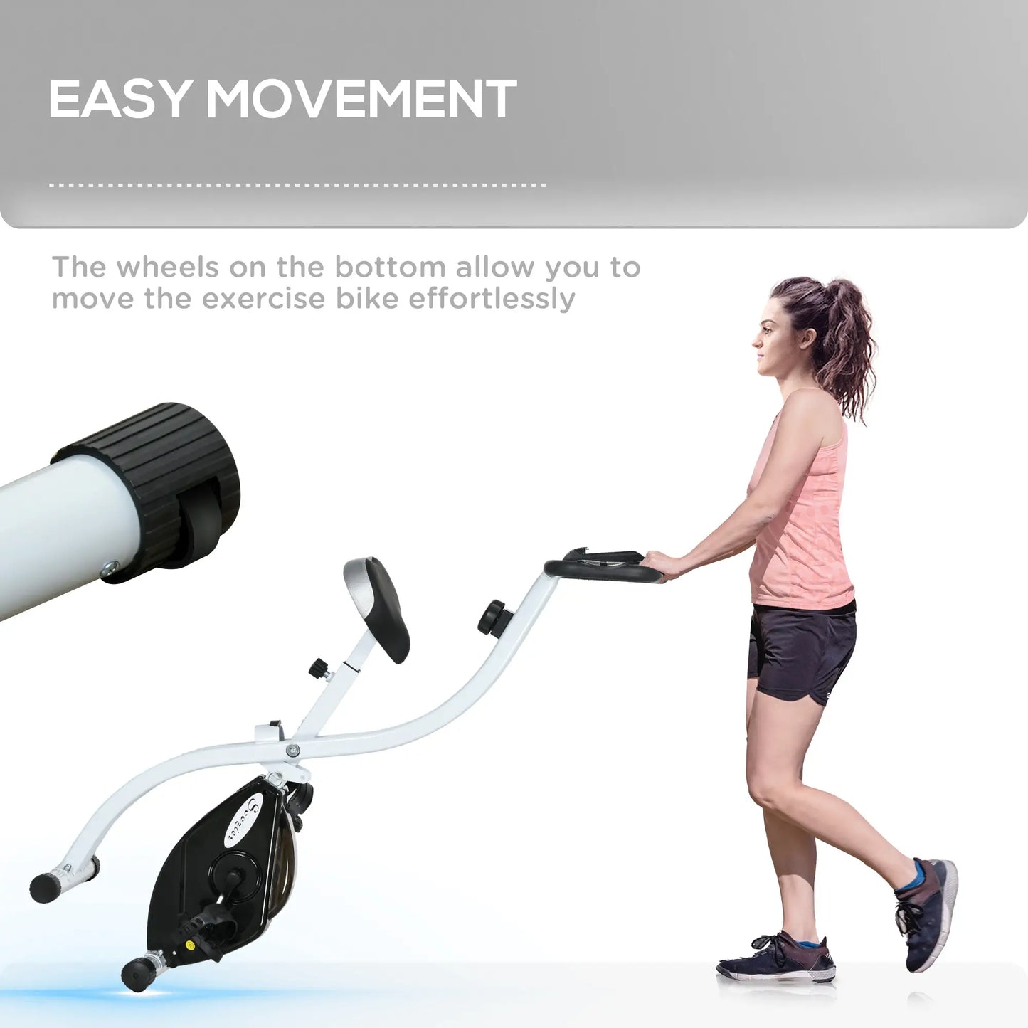 Foldable Quiet Exercise Bike, 8-Level Magnetic Resistance, Pulse Sensor, LCD Monitor, Black Exercise & Stationary Bikes at Gallery Canada