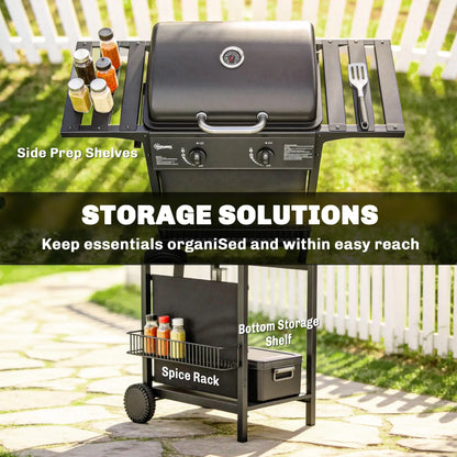 2-Burner Propane Gas Grill, 18000 BTU, Black Propane Gas Grills at Gallery Canada