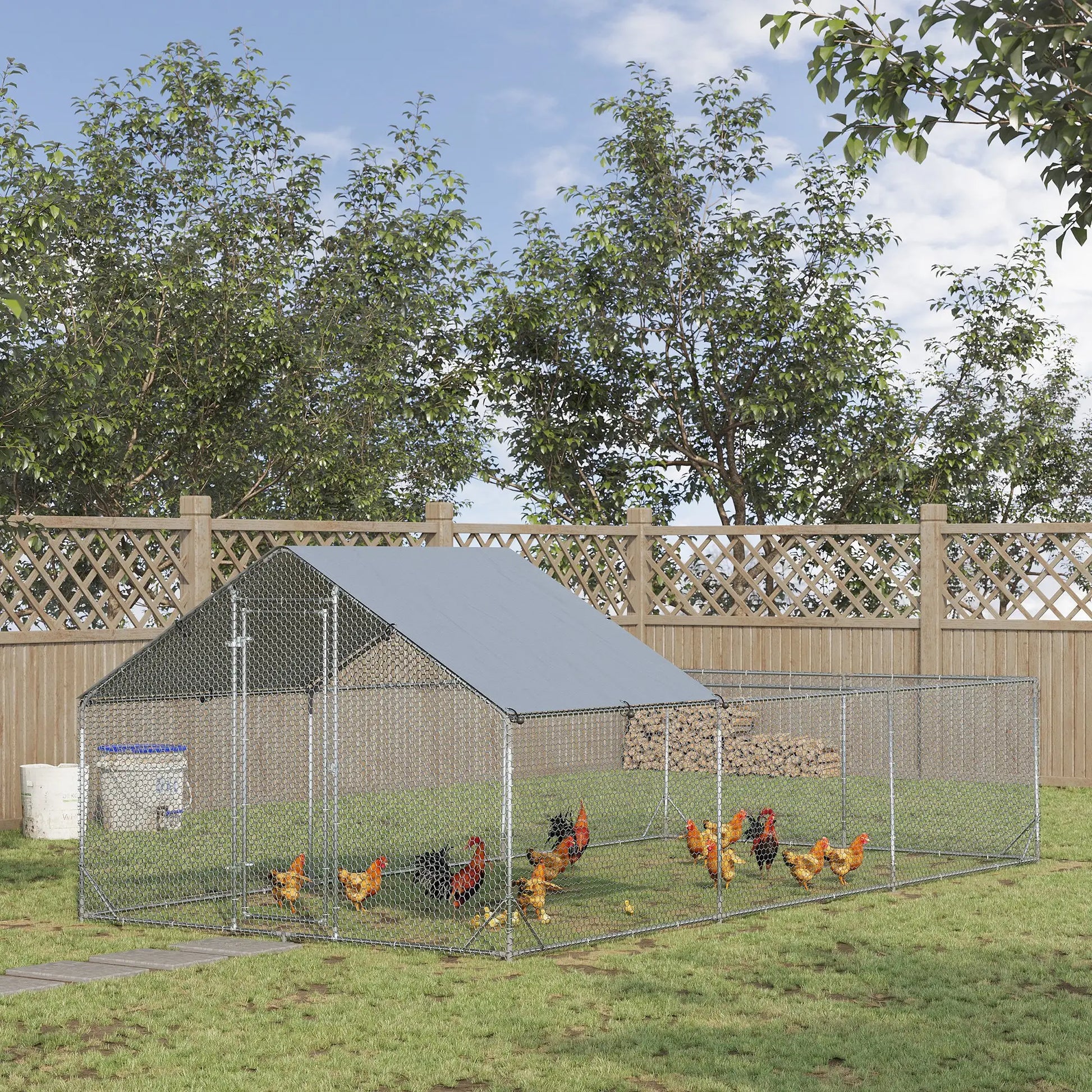 19.7' x 9.8' Metal Chicken Run, Waterproof Anti-UV Cover Chicken Coops at Gallery Canada