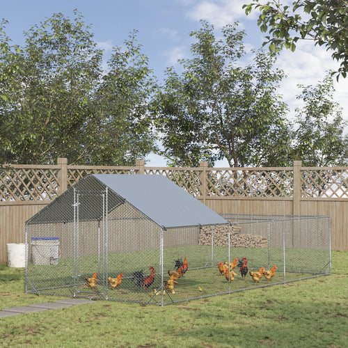 19.7' x 9.8' Metal Chicken Run, Waterproof Anti-UV Cover
