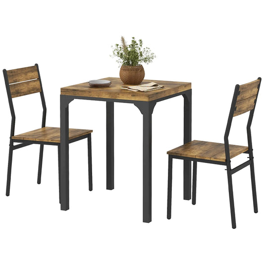 Dining Table Set for 2, 3 Piece Kitchen Table and Chairs, Rustic Brown, Brown Dining Table Sets Rustic Brown, Black at Gallery Canada