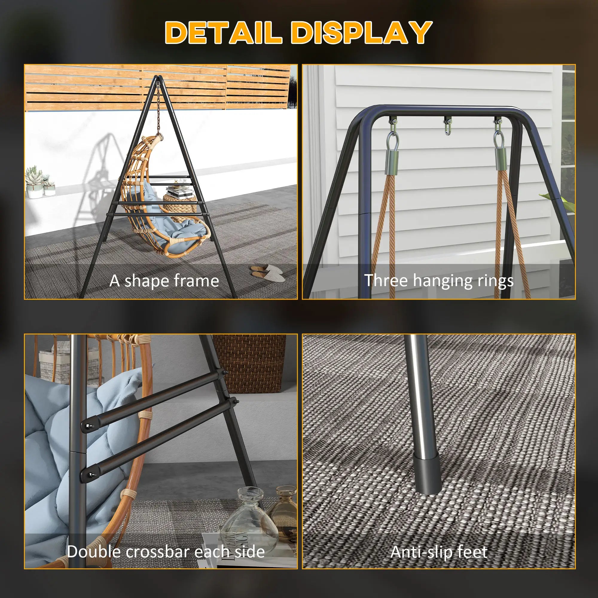 Heavy Duty Metal Hammock Chair Stand, 48.8