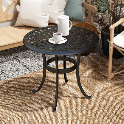 23.6" Round Outdoor Side Table, Cast Aluminum Frame, Black Patio Side Tables at Gallery Canada