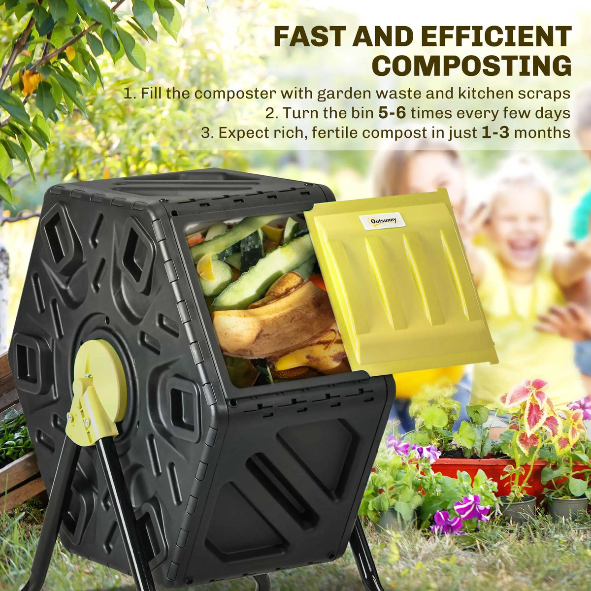 Rotating Composter Bin, 17 Gallon, Yellow Outdoor Compost Bin at Gallery Canada