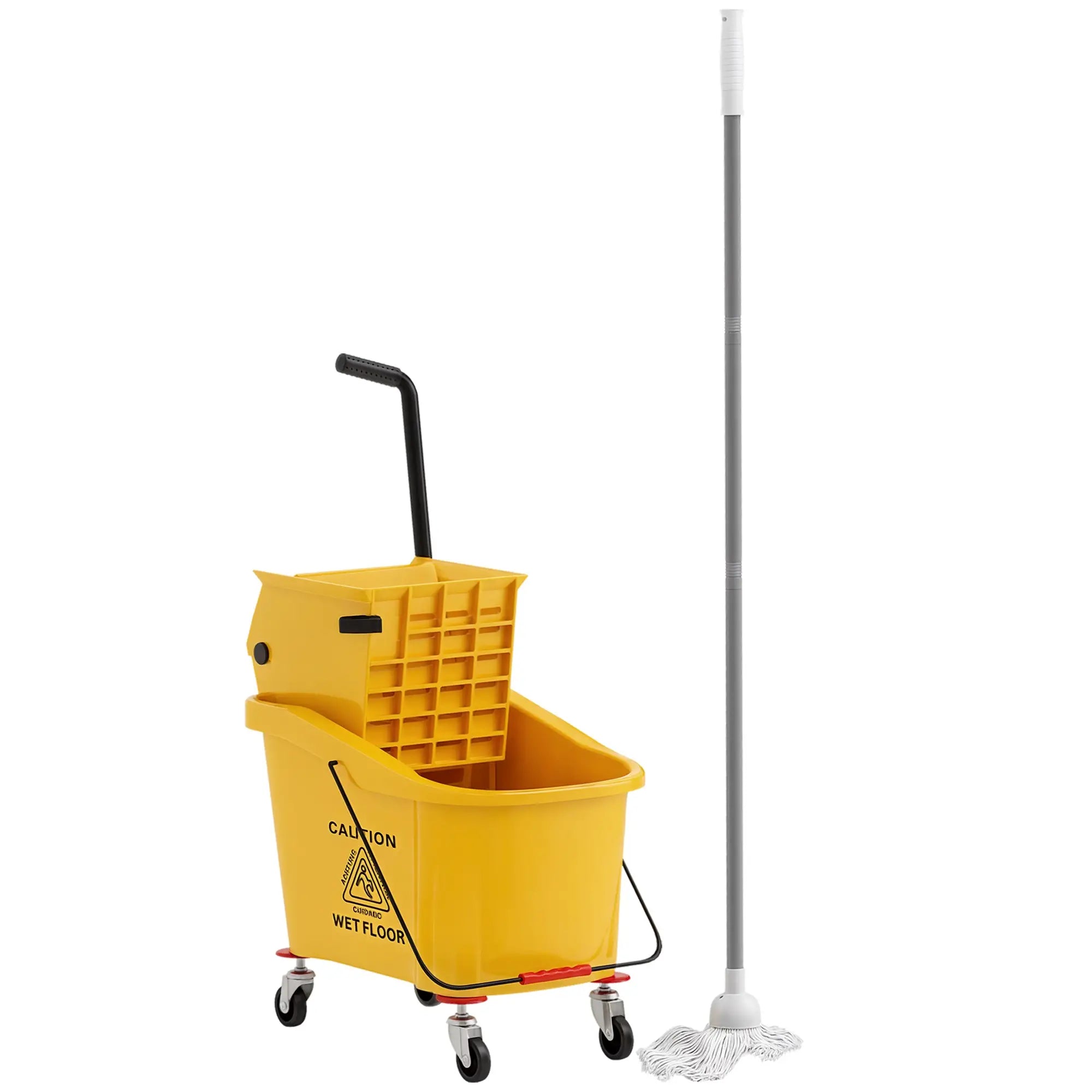 Mop Bucket with Wringer on Wheels, 38 Quart, Yellow Household Supplies at Gallery Canada