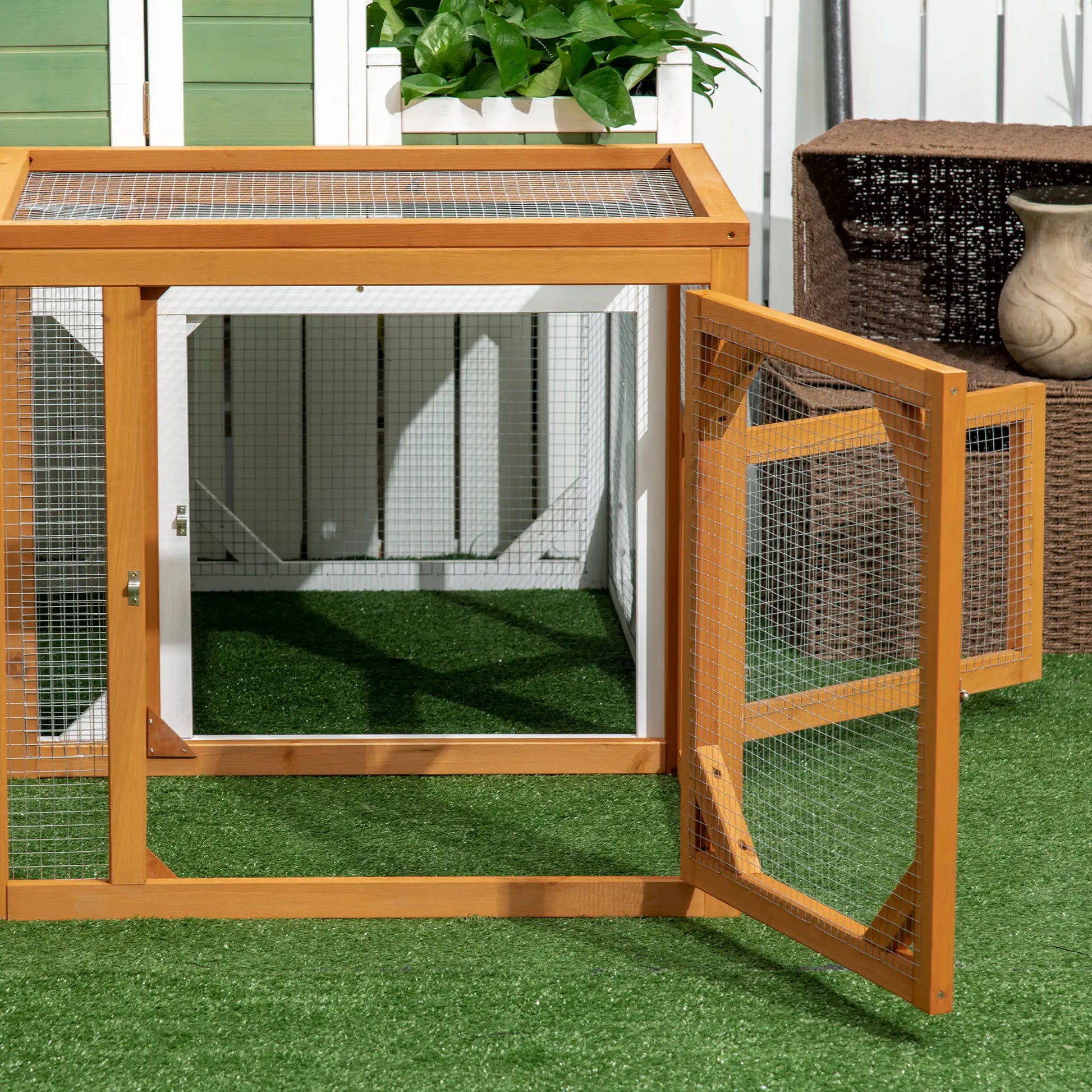 55" Wooden Chicken Coop Extension, Outdoor, Roosting Bars, Orange Chicken Coops at Gallery Canada
