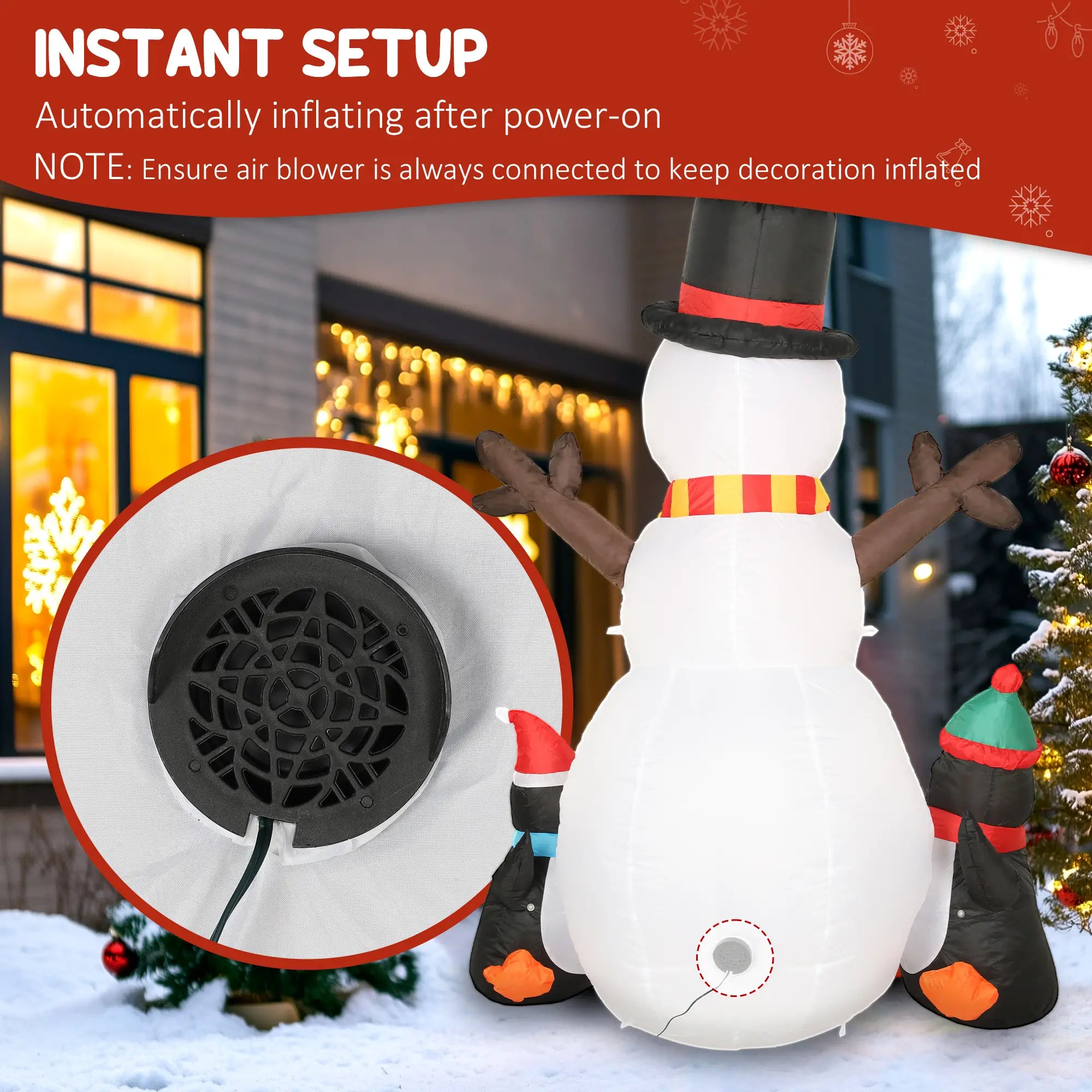 6FT Snowman Penguins Inflatable with LED Lights, Flashing Projector Christmas Inflatables at Gallery Canada