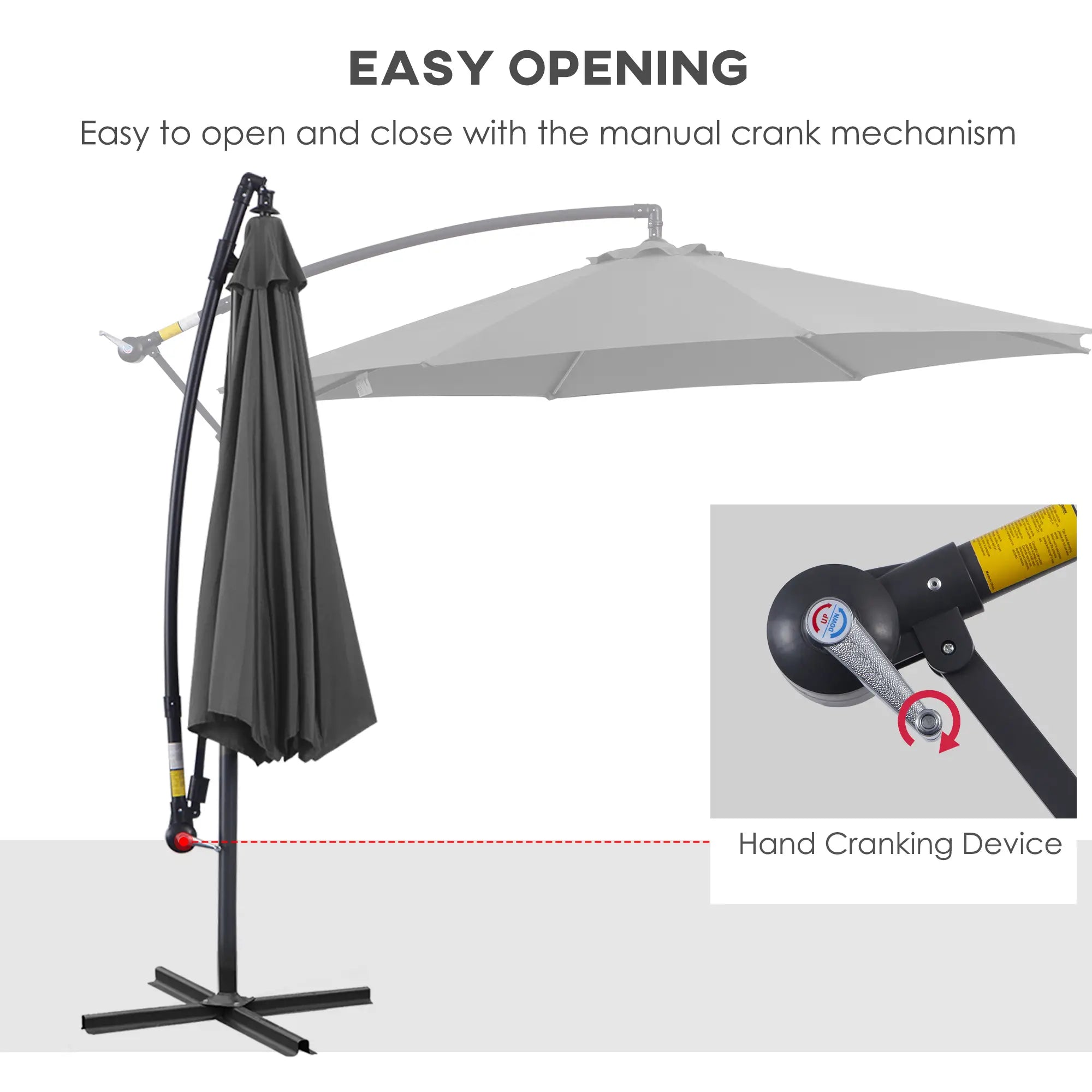 9.7ft Offset Patio UmbrellaCantilever Parasol with Crank Handle, 8 Ribs and Cross Base for Outdoor, Sun Shade, Cream Offset Cantilever Umbrellas at Gallery Canada