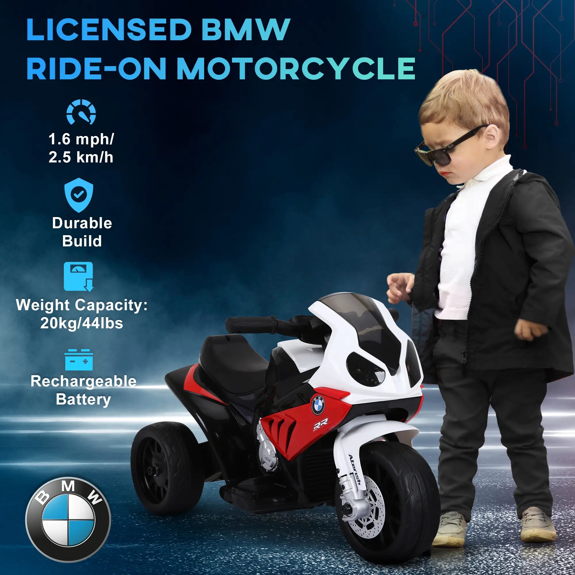 Kids Motorcycle, 6V Battery Powered, 3 Wheels, Red Electric Motorcycles at Gallery Canada