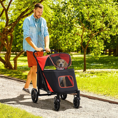 Foldable Pet Stroller, Universal Wheels, Shock Absorber, Large & Medium Dogs, Red Dog Bike Trailers & Strollers at Gallery Canada