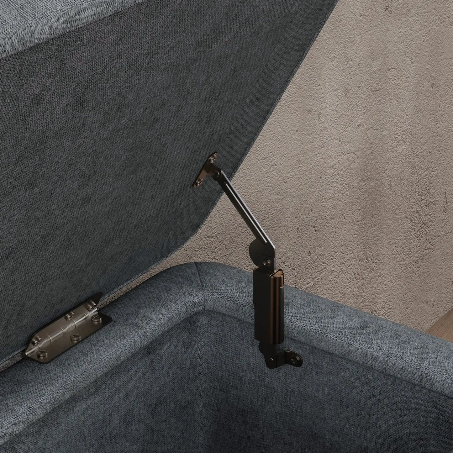 40" Ottoman with Storage, Linen Upholstered Bench, Dark Grey Storage Ottomans & Benches at Gallery Canada