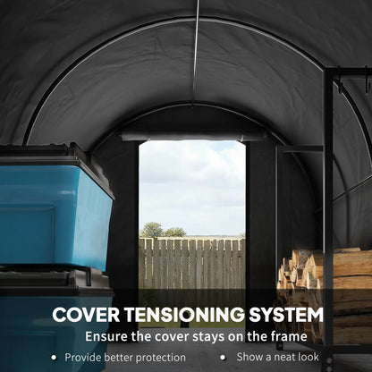 6' x 8' Outdoor Storage Shed, Heavy Duty Galvanized Steel, Black Car Shelters at Gallery Canada