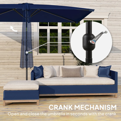 6.5x9.6ft Rectangle Aluminum Tilt Patio Umbrella, Navy Blue Sun Umbrellas at Gallery Canada