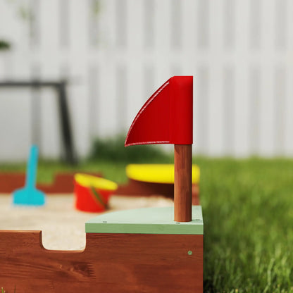 Kids Wooden Sandbox, 4 Colorful Seats, Ground Liner, Brown Sandboxes & Accessories at Gallery Canada