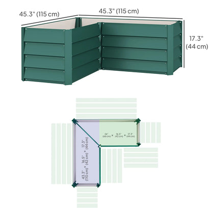 45" x 45" x 17" L-Shaped Galvanized Steel Raised Garden Bed