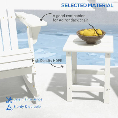 Square Side Table, 15" Outdoor HDPE, Weather Resistant, White Patio Side Tables at Gallery Canada