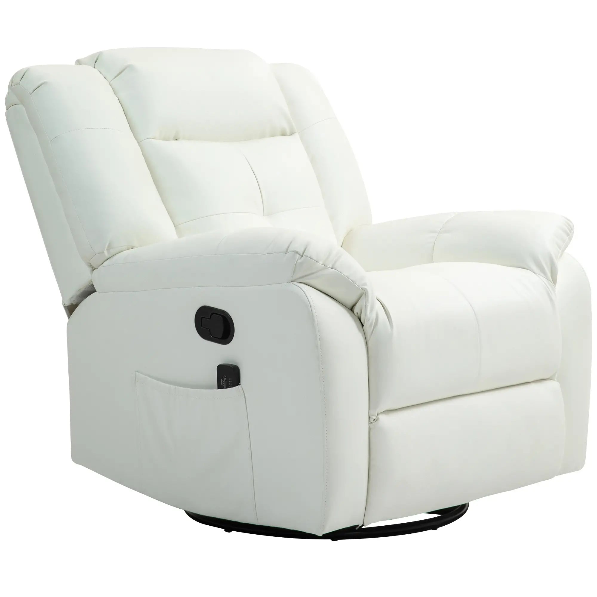 8-Point Vibration Massage Recliner Chair, PU Leather, Manual, Cream White Single Sofas at Gallery Canada