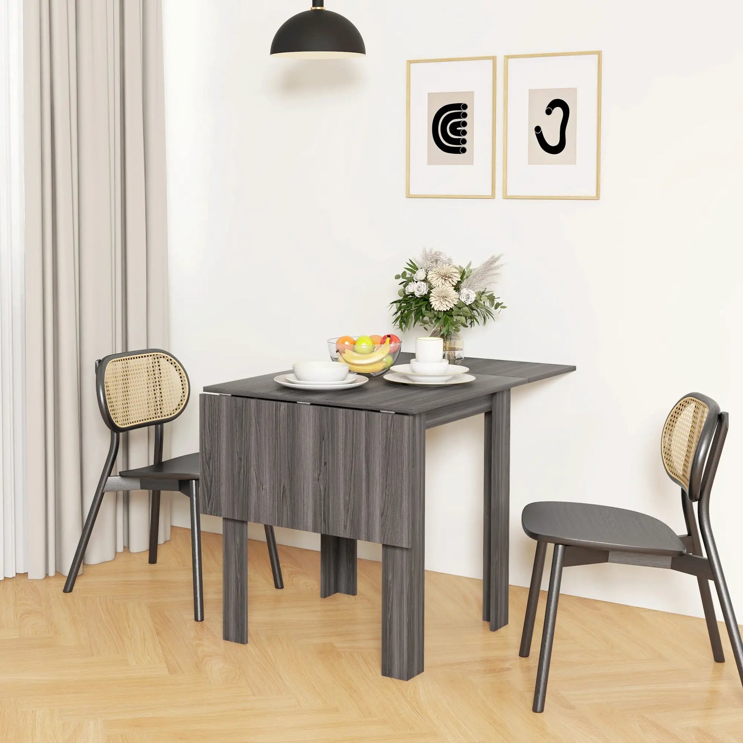 Folding Extendable Dining Table, Drop Leaf, for 2-4 People, Grey Bar Tables & Dining Tables at Gallery Canada