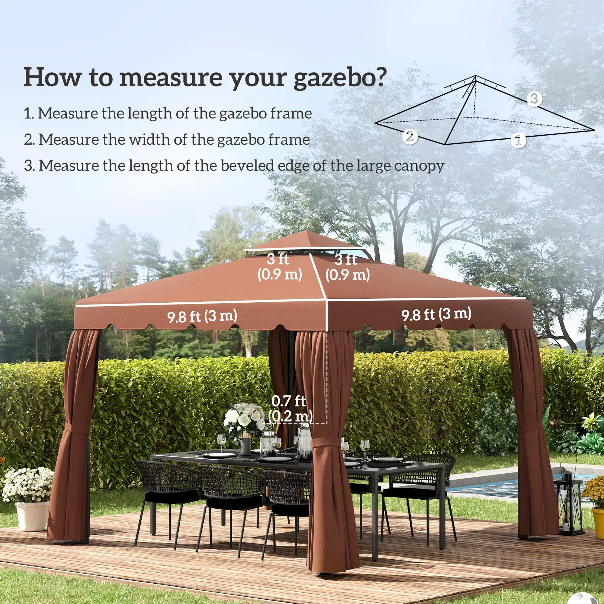 10' x 10' Gazebo Replacement Canopy, Double Vented Roof, Coffee Gazebo Canopy Replacement at Gallery Canada