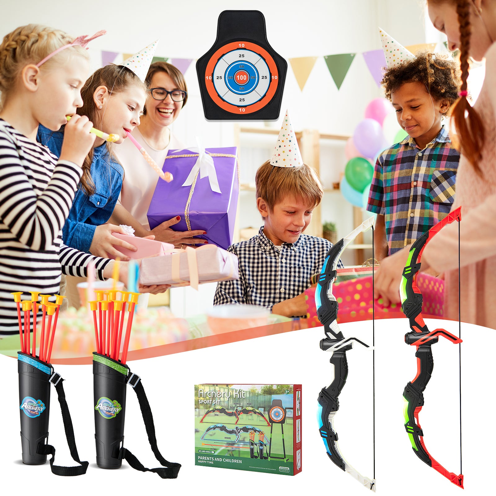 Youth Archery Bow Set, LED Light Up, 20 Suction Cup Arrows, Multicolor Toy Sports at Gallery Canada