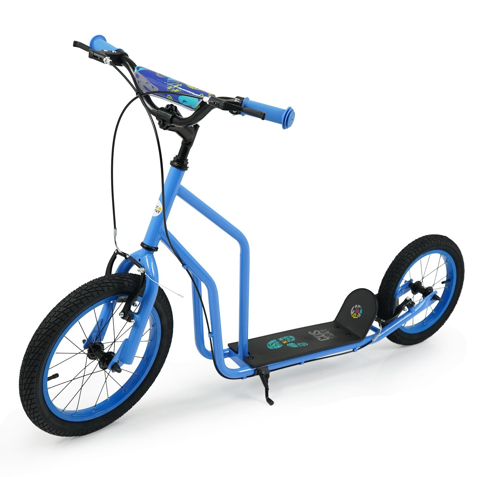 Youth Scooter with Adjustable Handlebar and 16/14-Inch Inflatable Wheels for Age 8+ Years Old, Blue Scooters Blue at Gallery Canada