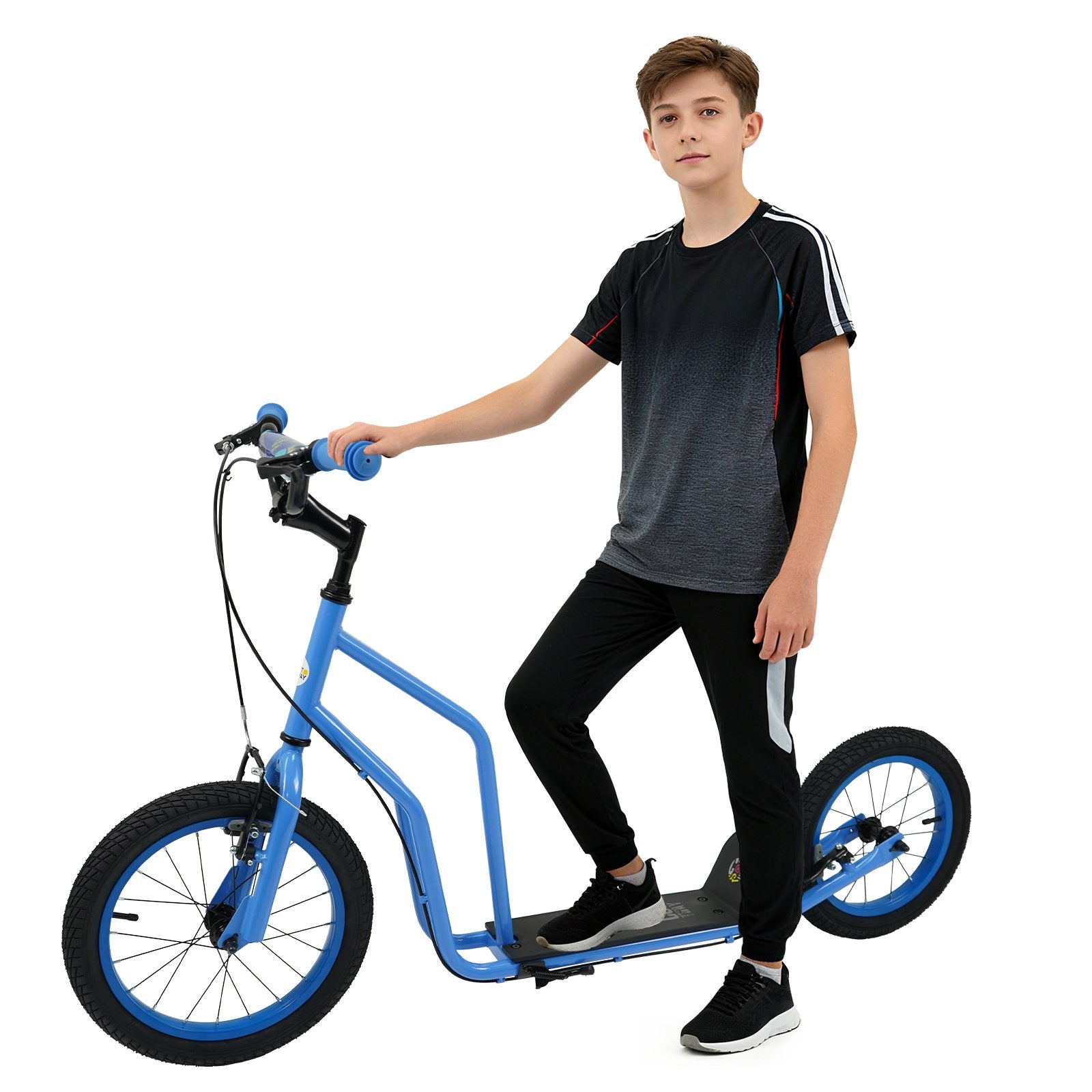 Youth Scooter with Adjustable Handlebar and 16/14-Inch Inflatable Wheels for Age 8+ Years Old, Blue Scooters at Gallery Canada