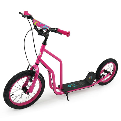 Youth Scooter with Adjustable Handlebar and 16/14-Inch Inflatable Wheels for Age 8+ Years Old, Pink Scooters Pink at Gallery Canada