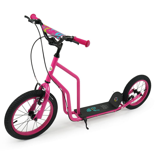Youth Scooter with Adjustable Handlebar and 16/14-Inch Inflatable Wheels for Age 8+ Years Old, Pink Scooters Pink at Gallery Canada
