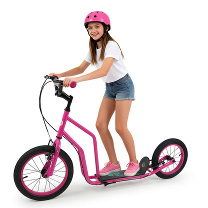 Youth Scooter with Adjustable Handlebar and 16/14-Inch Inflatable Wheels for Age 8+ Years Old, Pink Scooters at Gallery Canada
