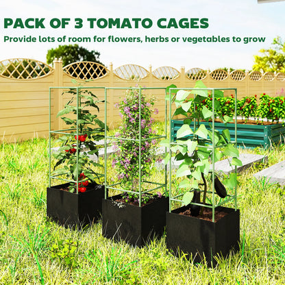 3 Tomato Cages With 13.5 Gallon Grow Bags, Adjustable Square Plant Trellis Raised Garden Beds at Gallery Canada
