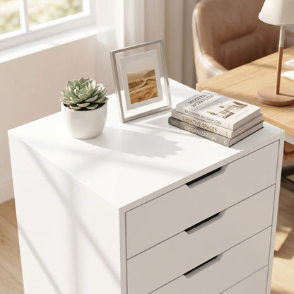 Mobile Printer Stand With 5 Drawers, White