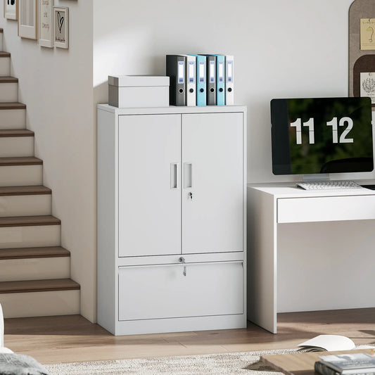 Lateral Filing Cabinet, Metal Storage Cabinet, White Office Cabinets & Cupboards White at Gallery Canada
