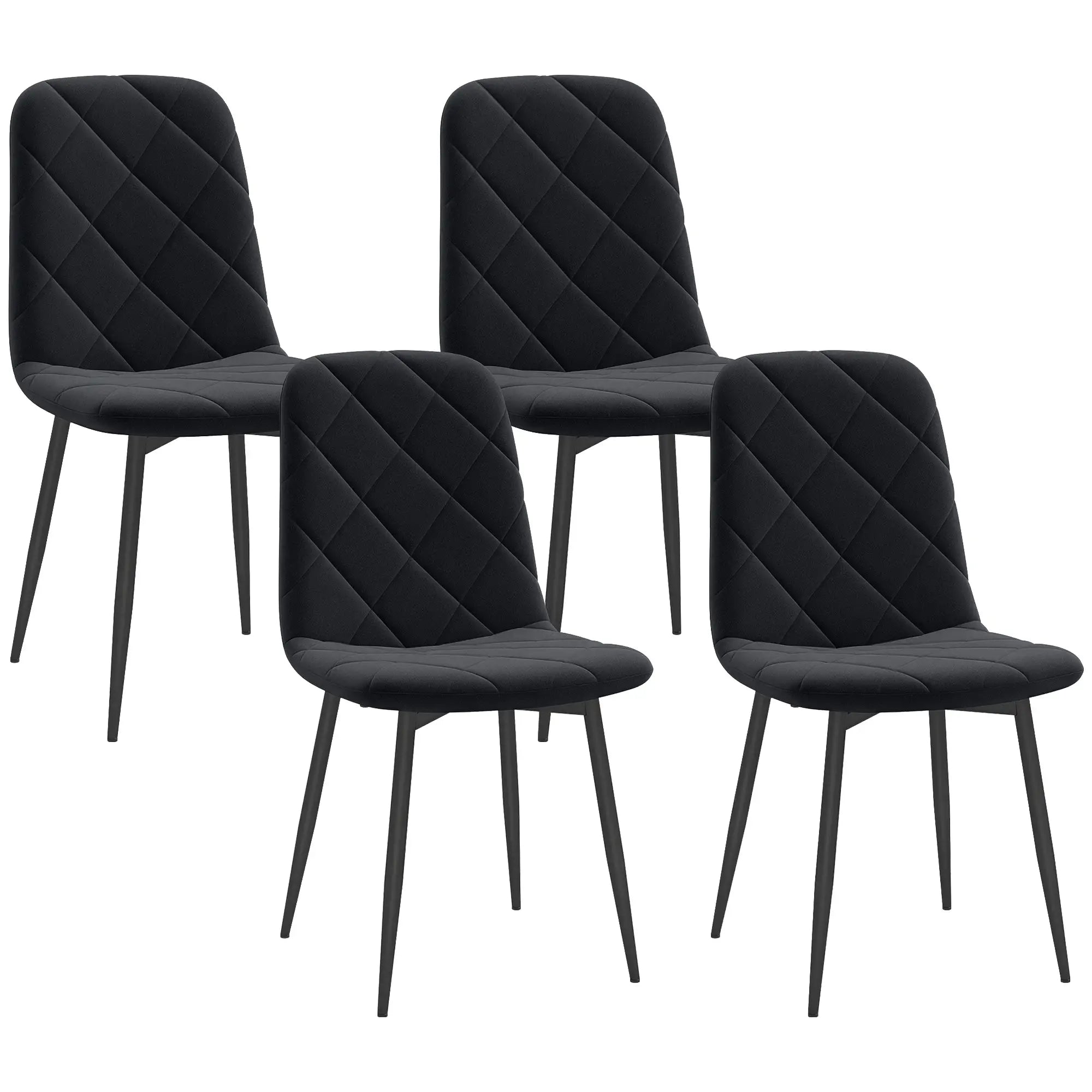 Upholstered Dining Chairs Set of 4, Steel Legs, Modern Kitchen, Black Dining Chairs at Gallery Canada