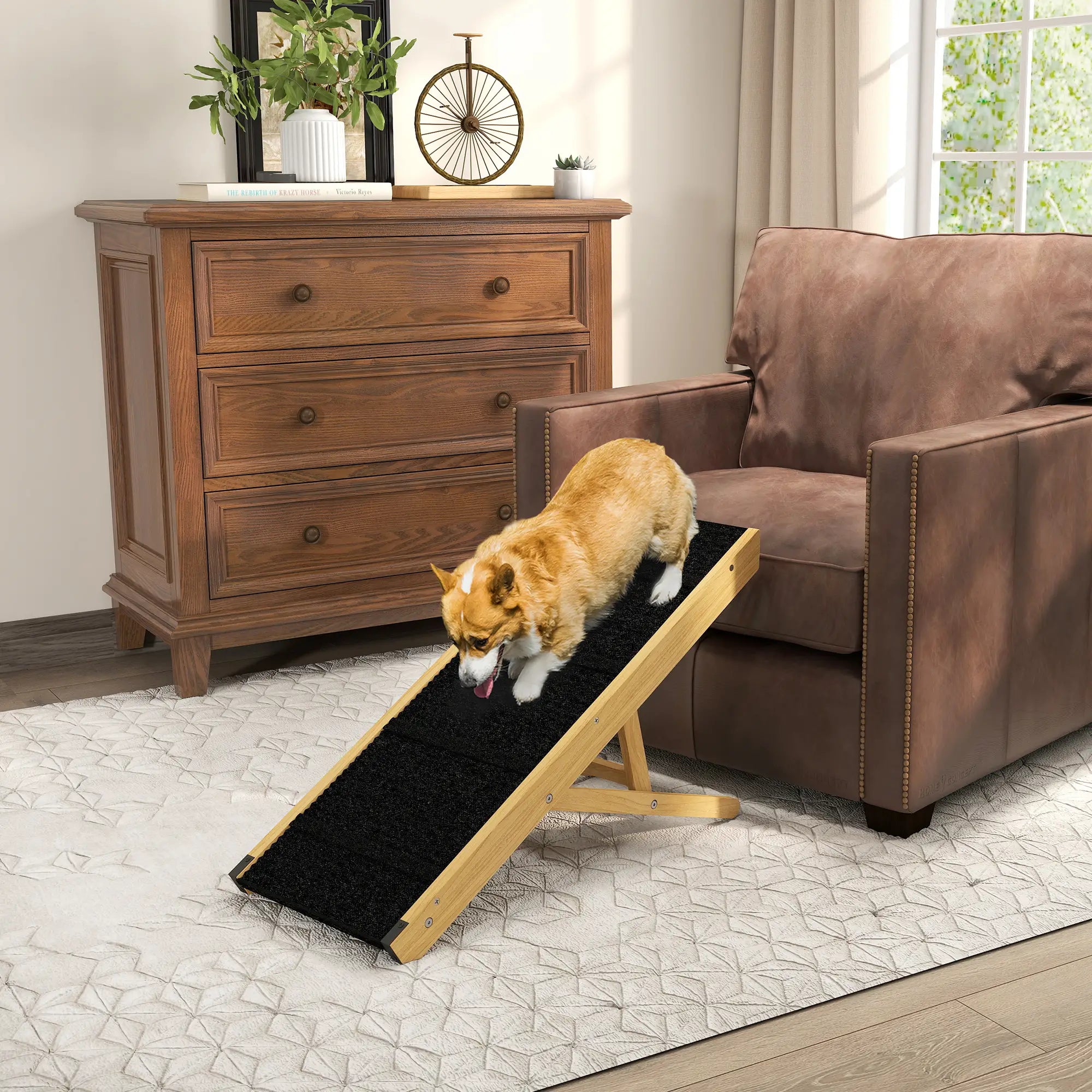 33 Foldable Dog Ramp, 4-Level Adjustable, Natural Wood Dog Stairs at Gallery Canada