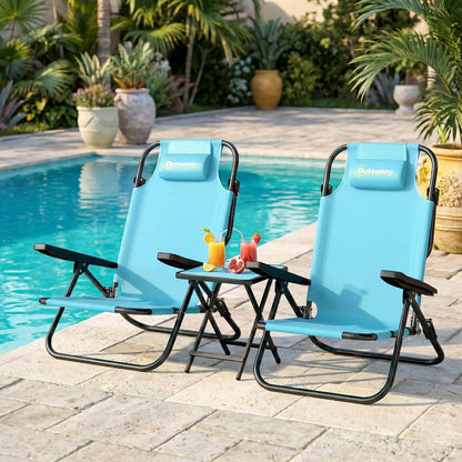 2 Beach Chairs, 5-Position Adjustable, Folding Camping Chair, Light Blue Beach Accessories at Gallery Canada