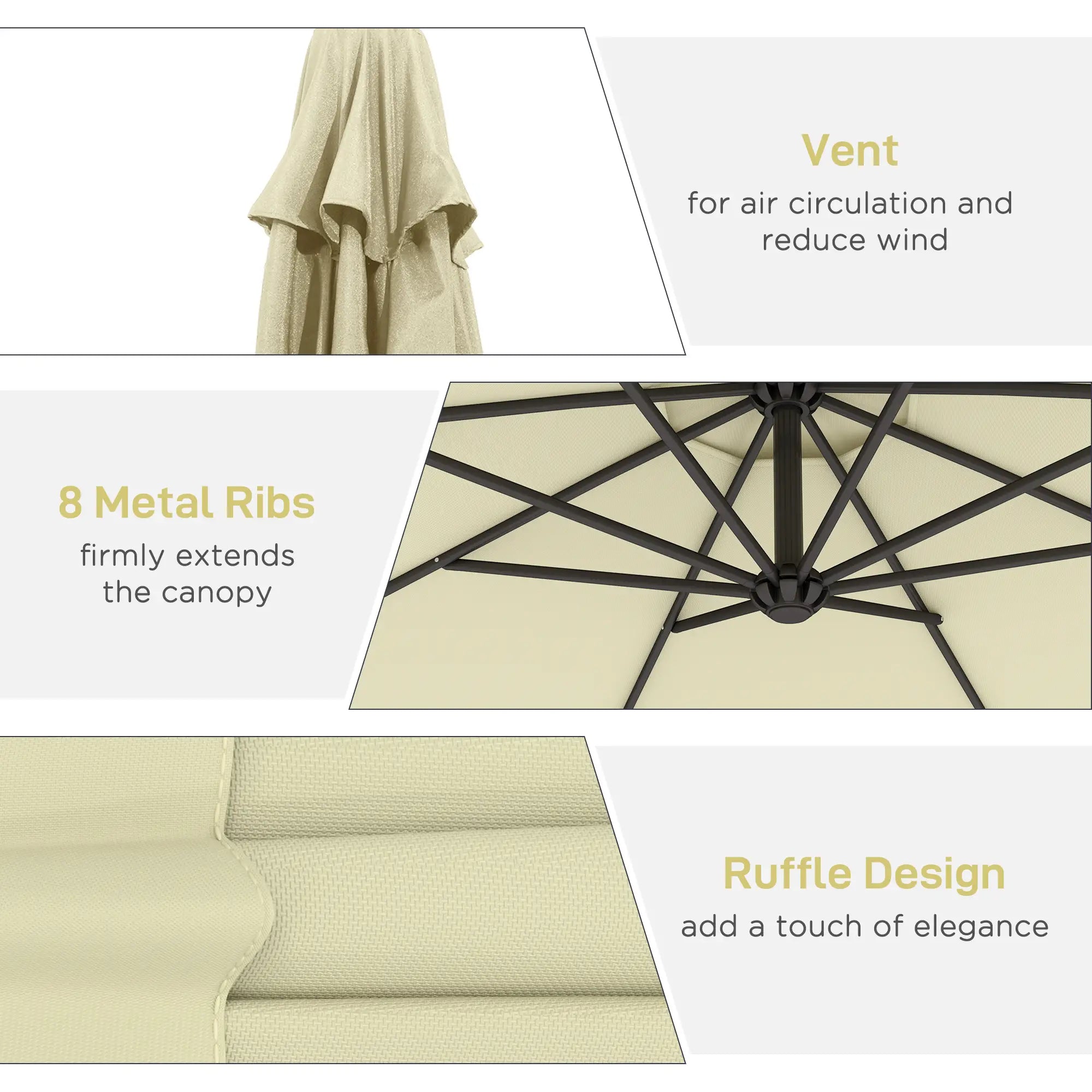 10' Deluxe Patio Umbrella, Banana Hanging Offset Sunshade, Beige Offset Cantilever Umbrellas at Gallery Canada