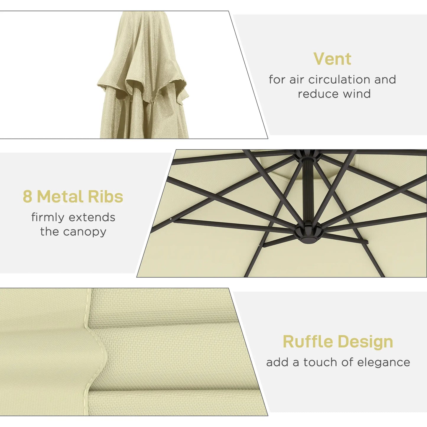 10' Deluxe Patio Umbrella, Banana Hanging Offset Sunshade, Beige Offset Cantilever Umbrellas at Gallery Canada